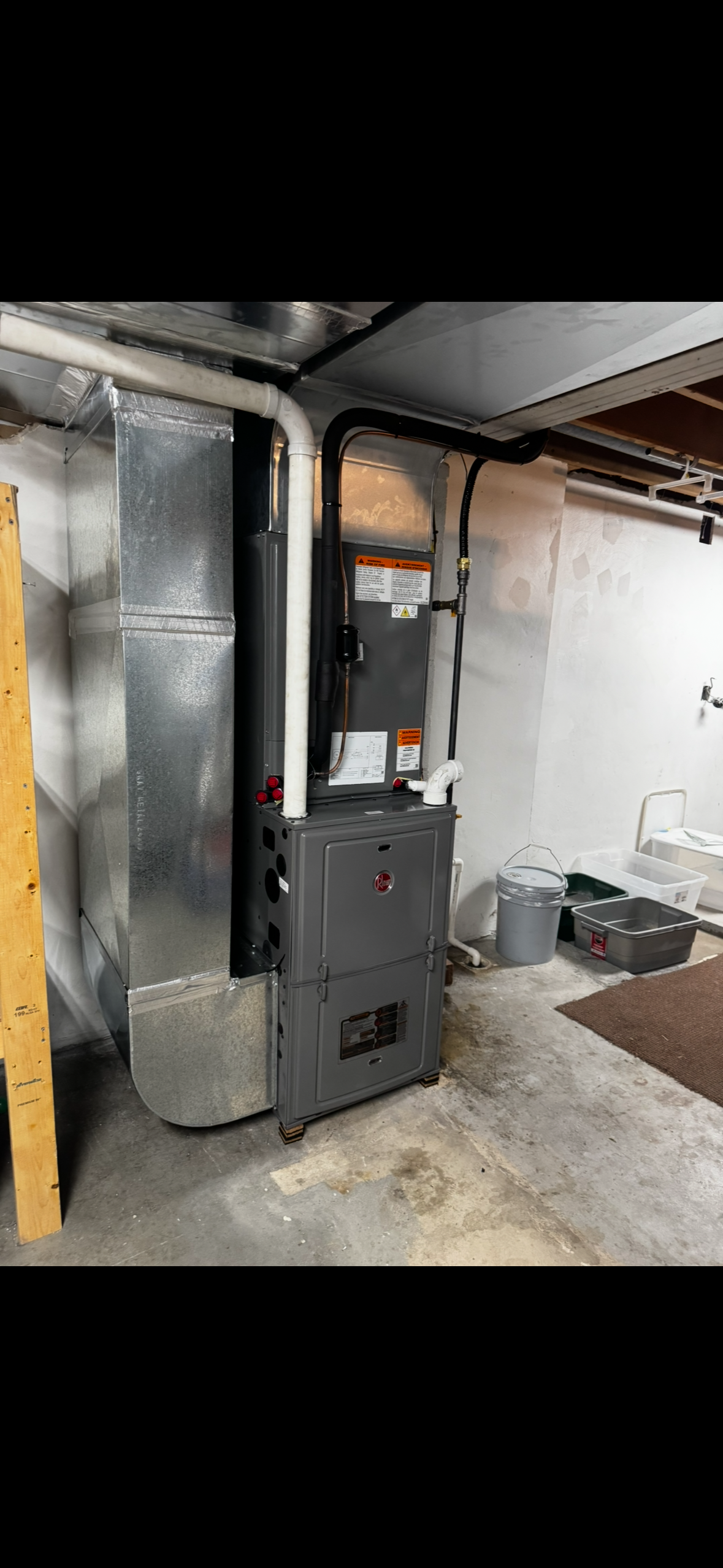 New Rheem high-efficiency propane furnace installed in Dawson, PA home by Heirloom Mechanical